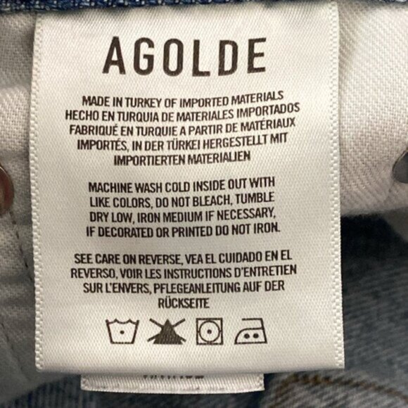 AGOLDE Straight Leg Organic Cotton Jeans 23 Blue Vintage Wash High Rise Denim - Picture 5 of 11